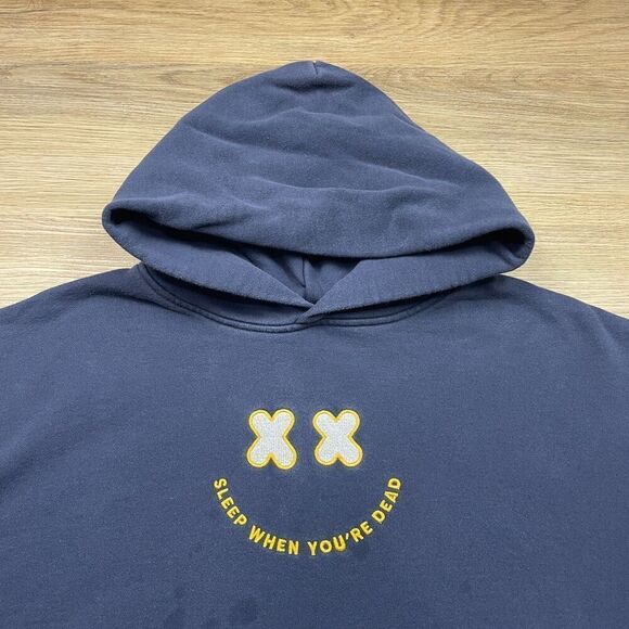 Barstool Sports Hoodie Mens Large Blue Sleep When You Are Dead Pullover - Picture 2 of 9